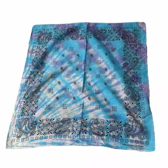 Tie Dye Paisley Bandana, 100% Cotton, 2 Sided. Hand Dyed Set 4 California Dye