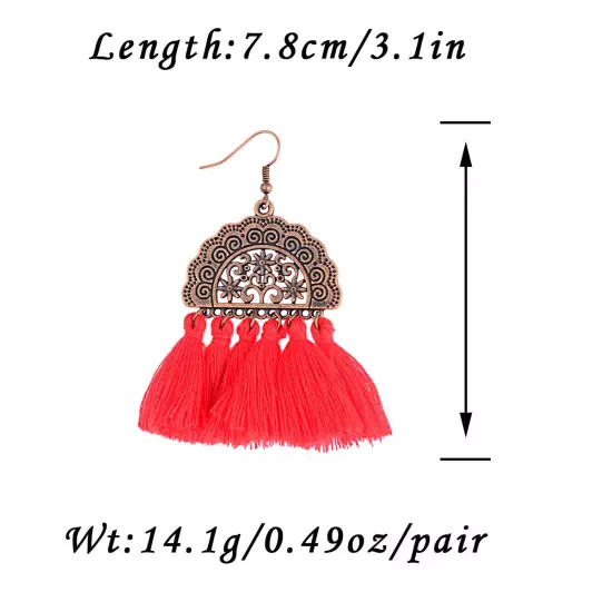 Fashion Women Bohemian Earrings Long Tassel Fringe Drop Dangle Ear Stud Jewelry