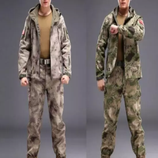 Men Hoodie Hooded Jacket Coat Outwear Pants Tactical Sport Hunting Camouflage