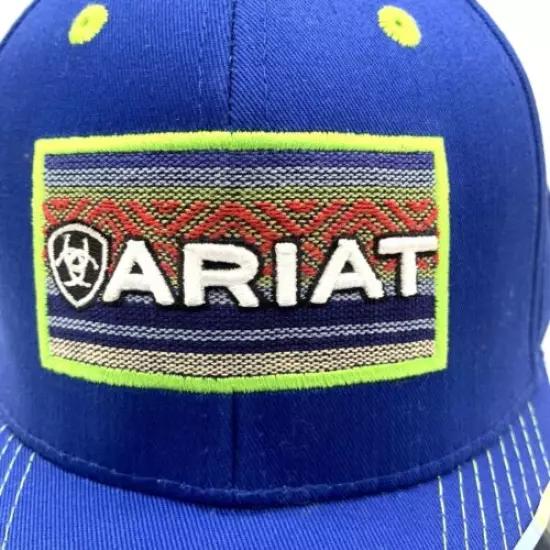 Ariat Men’s Royal Blue Ball Cap, Lime Green Accents, Adjustable Back, NEW W/tags