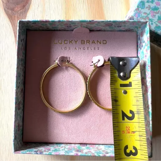 Lucky Brand Gold Pave Hoop Earrings NWT