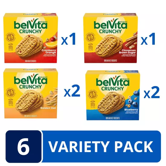 Breakfast Biscuits Variety Pack, 4 Flavors, 6 Boxes of 5 Packs (30 Total Packs)