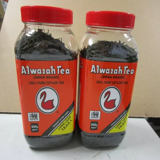 ALWAZAH TEA (SWAN BRAND) 100% PURE CEYLON TEA, LONG LEAF - (2) 300g NETT JARS