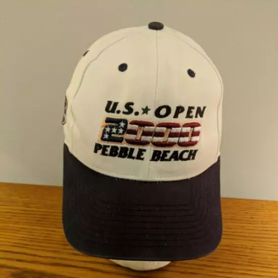 Vintage US Open 2000 Pebble Beach 100th White Ahead StrapBack Hat American Flag