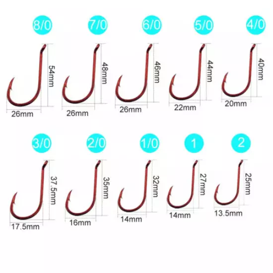 Red Octopus Offset Circle Hook Fishing Hooks~Up eye~25 pk~FREE Shipping