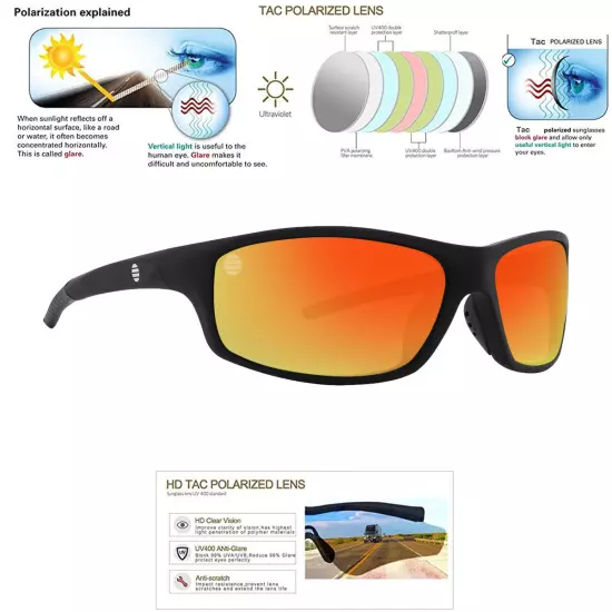 Polarized Sports Sunglasses Outdoor Cycling Driving Fishing Glasses UV400 Wrap