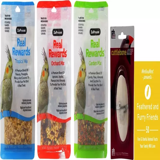 ZuPreem Treats for Medium Birds 3 Flavor Variety-Real Rewards-(1)Each:Garden Mix