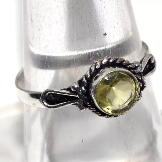 925 Silver Plated-Citrine Ethnic Tiny Ring Handmade Gemstone Jewelry Us 8 GW