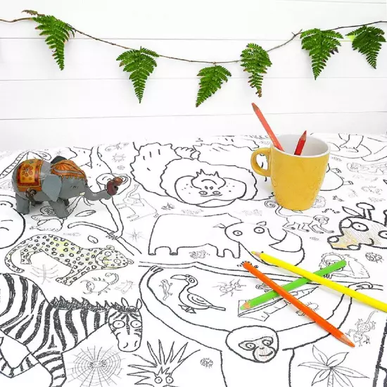 EggNogg Colour In Giant Poster / Tablecloth ~ Childrens Party Unicorns Dinosaurs