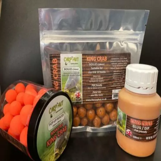 MONSTER KING CRAB 14mm "BOILIES", GLUG & 14MM - 18MM POP - UP CARP BAIT BUNDLE