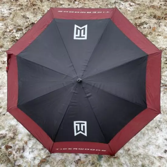 Nike Golf Tiger Woods TW Logo Vintage Umbrella Maroon Black 4’ x 4’ Rare OG