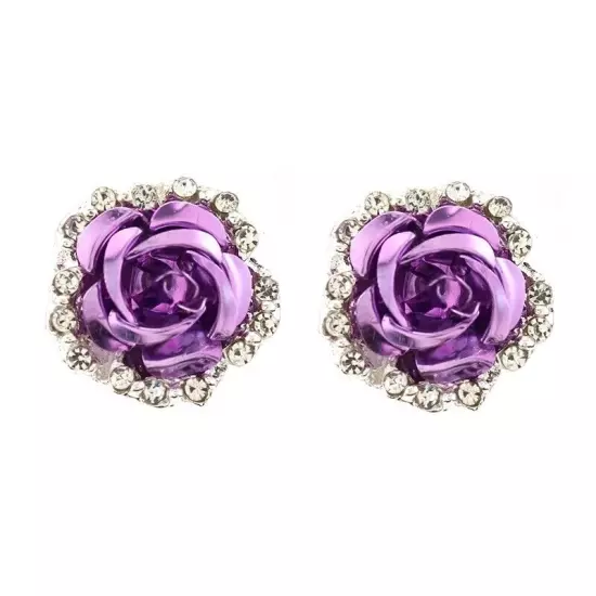 Ladies Charm Rose Crystal Shinny mond Stud Earrings Fashion Womens Jewellery