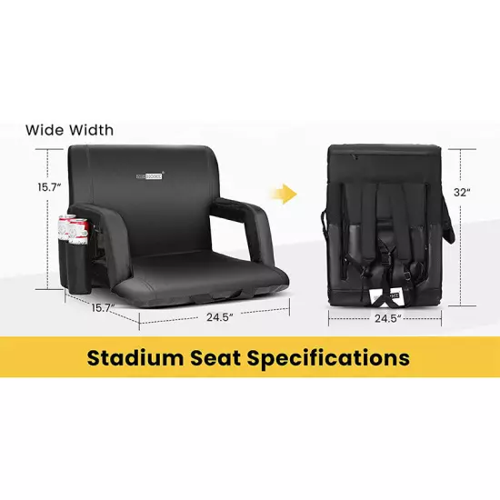 4 Pack Back Support Stadium Seat 24.5'' Wide Portable Reclining Bleacher Chair