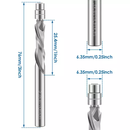 Spiral Flush Trim Router Bit Flush Cut Router Bit with 1/4" Shank for Hardwoodφ