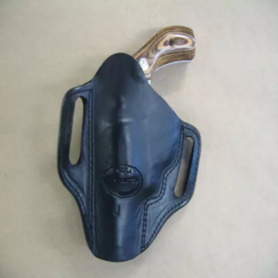 Smith & Wesson S&W J Frame Leather 2 Slot Molded Pancake Belt Holster BLACK RH