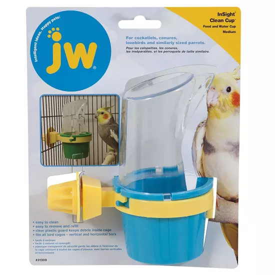 JW Pet Insight Clean Cup Feeder and Water Cup Medium Durable Dishwasher Safe