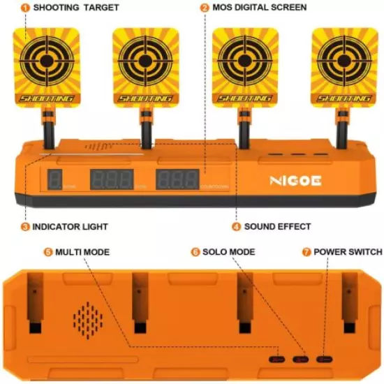 Electric Scoring Auto Reset Shooting @ Digital Target For Gun Toy Kids Gift Neu