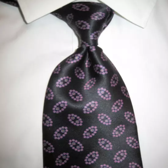 STEFANO RICCI Made in Italy 100% Silk Purple/Black Designer Necktie EXCELLENT