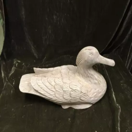 Hand carved White Wooden Duck Decoy