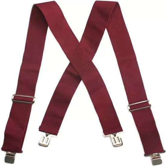 Melo Tough Men'S Suspenders Fully Elastic 2 Inch Wide X Back Heavy Duty Tradespe