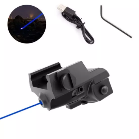 USB Gun Low Profile Rechargeable Pistol Blue Laser Sight, Handgun, Rifle Rail