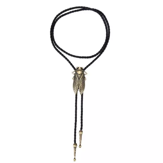 Vintage Western Cowboy Bolo Tie Leather Necktie Rope Cord Pendant Necklace