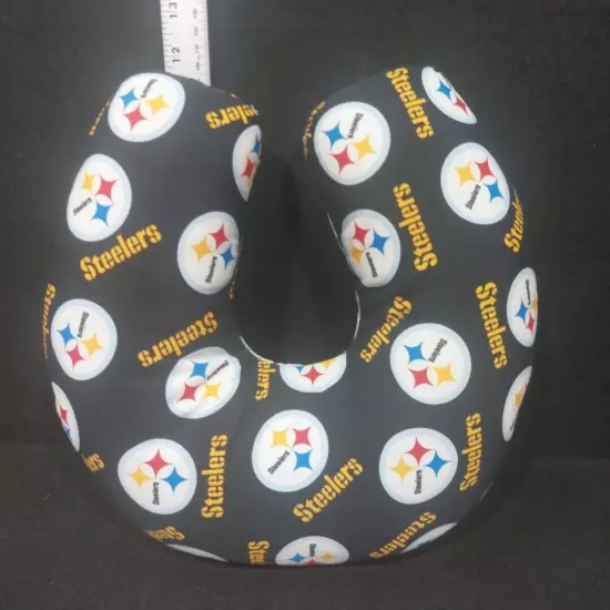 NFL Pittsburgh Steelers Neck Travel Pillow With Logo Removable Washable Cover 