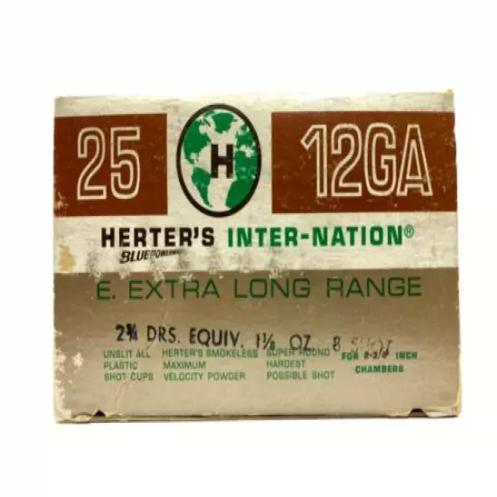 Herter's Inter-Nation Blue Powermag Extra Long Range 12 Ga EMPTY Ammo Box 5525-O