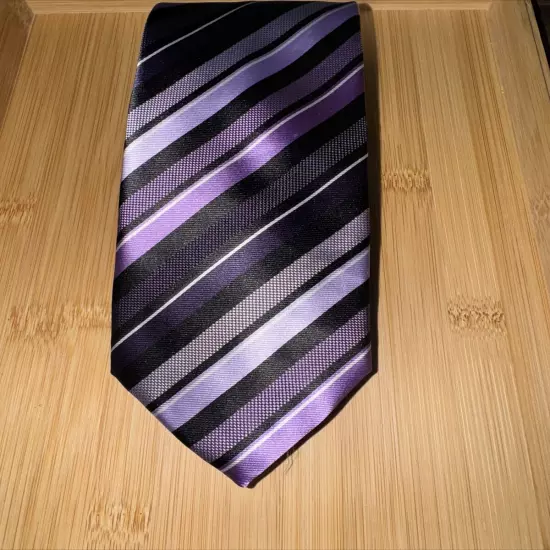 Croft & Barrow Purple Striped Polyester Tie - 58L 3.5W