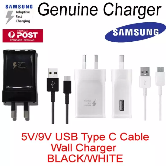 Genuine Samsung Fast Charger AC Wall Adapter USB C Type-C Cable S8/S9/S10/Note 8