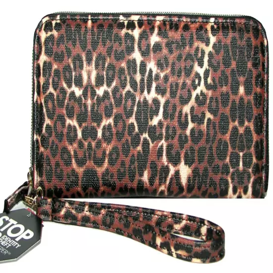 KELLY & KATIE Leopard Zip-Around Clutch Wallet Wristlet NWT 