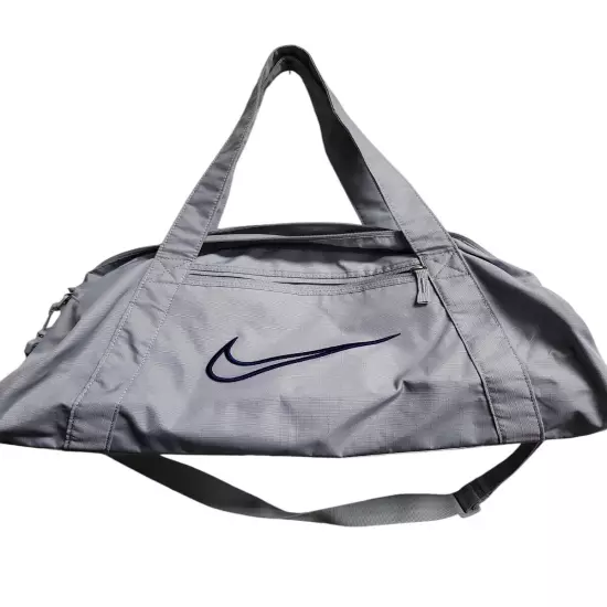 Nike Gym Club Duffle Bag, Gray, Blue Swoosh, Zip-Up, Strapped