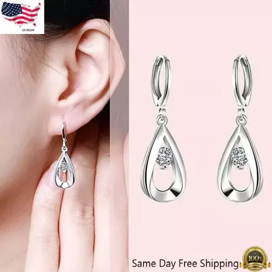 925 Silver Hoop Earrings Wedding Gifts Fashion Cubic Zircon Women Jewelry A Pair