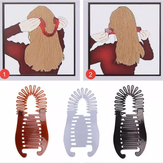 Interlocking Banana Combs Stretch Flexible Hair Combs Clips Ponytail9 F0N0