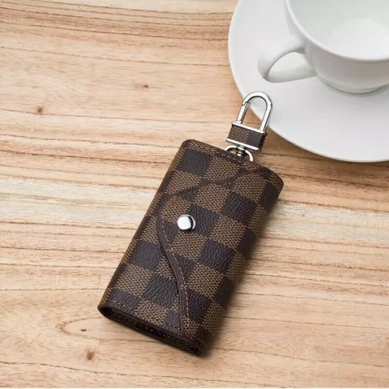 Genuine Leather Key Holder Case Keychain Pouch Bag Car Wallet Key Ring Unisex'