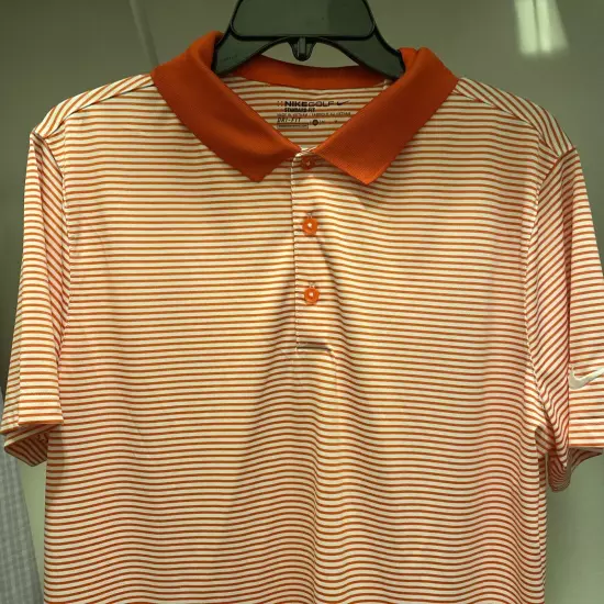 Nike Golf Shirt Orange Dri-Fit Standard Short Sleeve Polo Size M