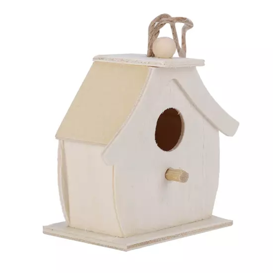 4Pcs Mini Wooden Bird House Hanging Birds Nests Ornaments For Outdoor Garden