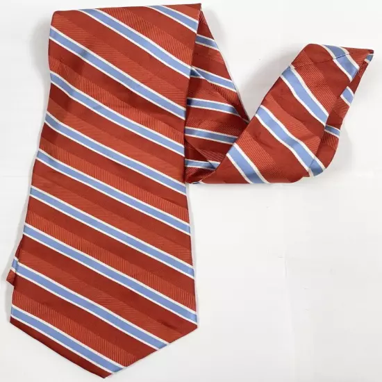 Marshall Fields Red Blue Striped Regimental Repp Silk Tie 3.8" x 60"