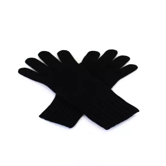 Pangaia Womens Solid Black Recycled Cashmere Knit Gloves Size M/L