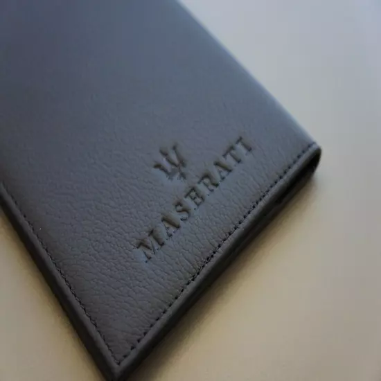 NIB Genuine Maserati Premium Leather Passport ID Ticket Card Holder Travel Case