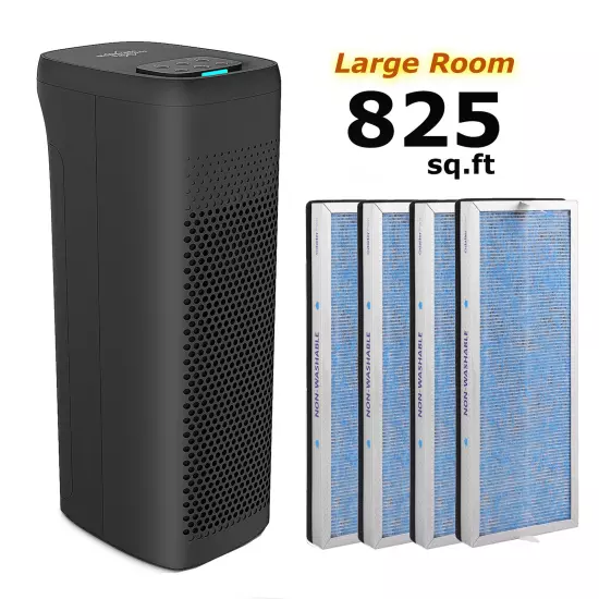 Air Purifier For Home Large Room HEPA Washable Filter Air Cleaner Smoke Odor Pet