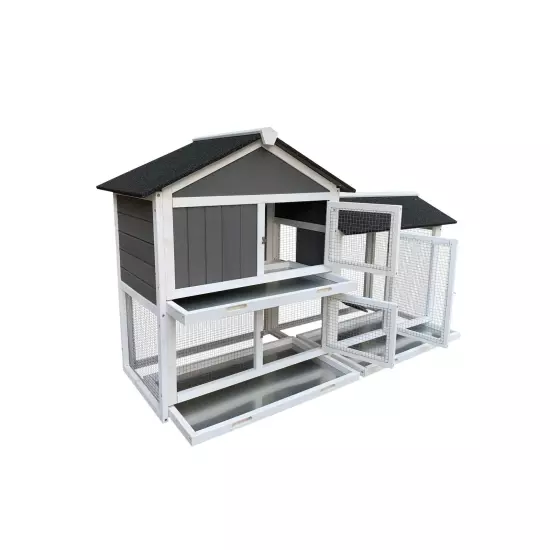 61.80''L Rabbit Hutch Outdoor Chicken Coop Indoor Bunny Cage with Run,Guinea ...