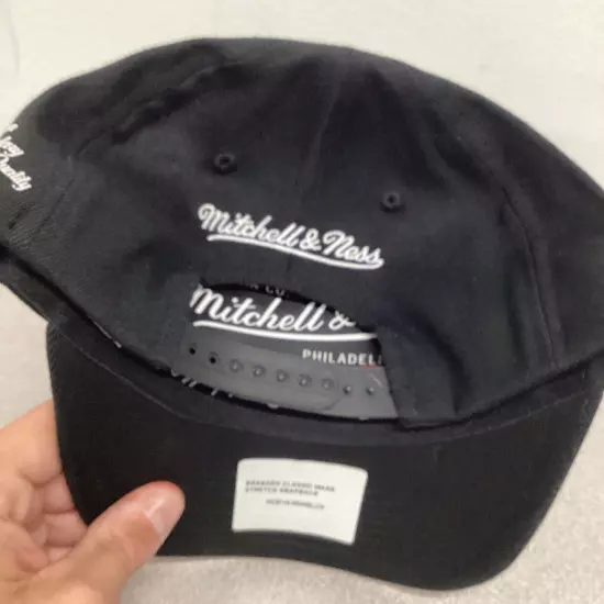 Mitchell & Ness Branded Classic Black Snapback Hat Cap New