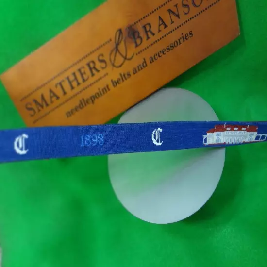 Columbia Country Club 1898 blue Smathers & Branson belt 34 Needlepoint Golf