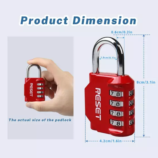 -060 4 Digit Combination Lock Outdoor Padlock for School Gym Sports Locker Fence