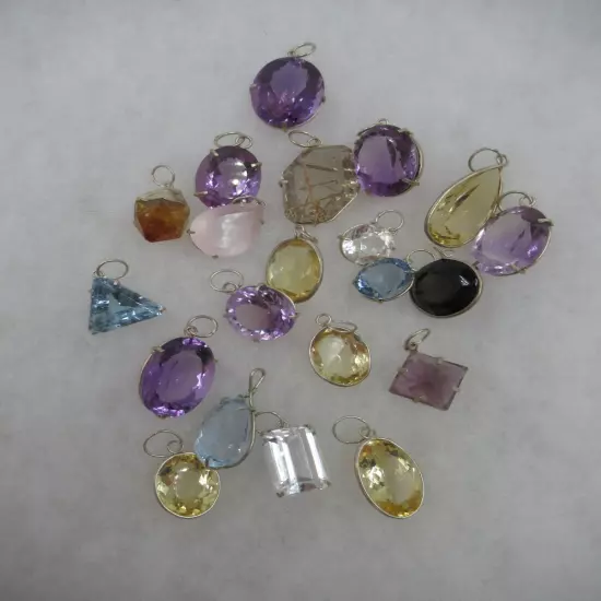 Estate Find 29 Pcs Lot Faceted Gemstones-Amethyst-Quartz-Citrine -Etc