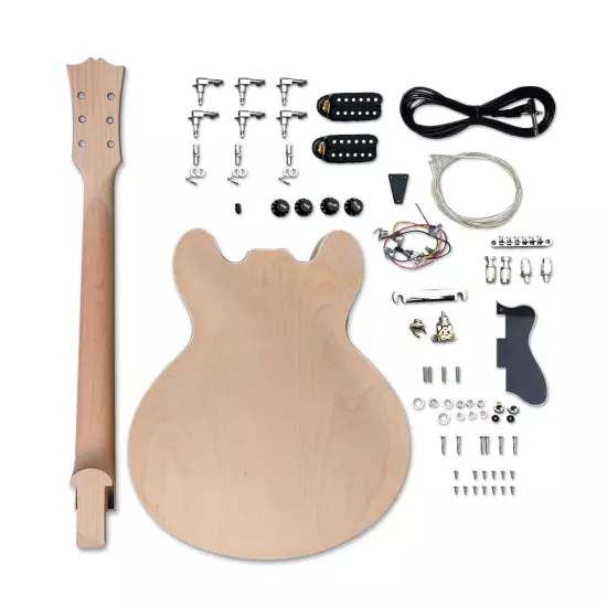 DIY Electric Guitar Kit ES335 Style Build on Own Unfinished 22 Fret 24.75 Inch