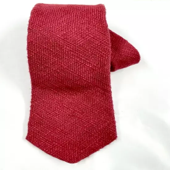 John Henry Cotton Linen Burgundy Red Thin Skinny Vintage Necktie Tie 2.5" x 57"