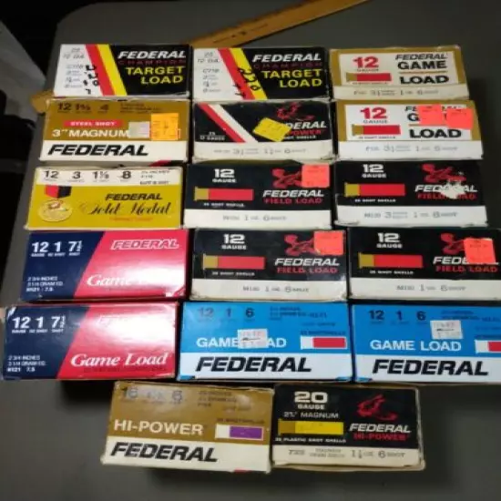 17 Vintage Federal Empty Ammo Boxes 