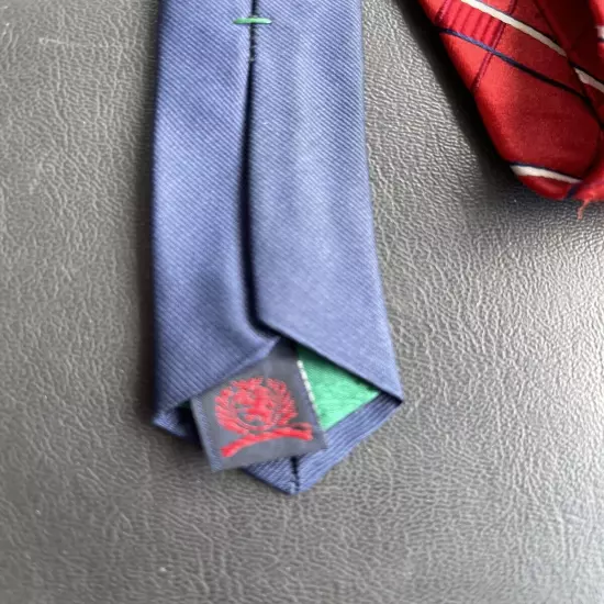 Tommy Hilfiger Mens Tie Dark Red Blue Striped 100% Silk